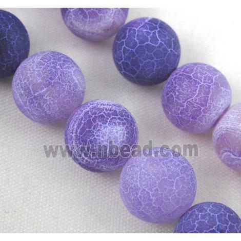 round purple frosted Crackle Agate beads