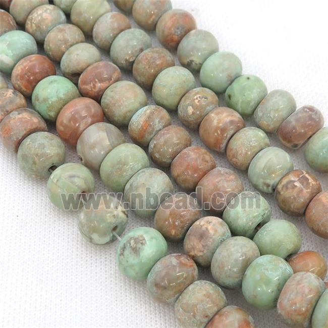 green Agate rondelle Beads