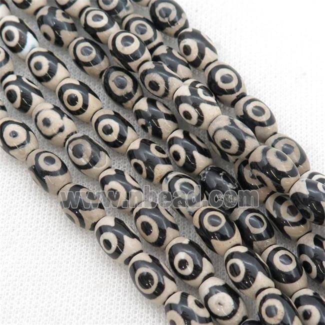 black white Tibetan Agate rice beads, eye