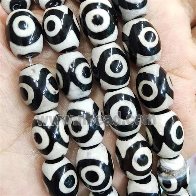 white black Tibetan Agate barrel Beads