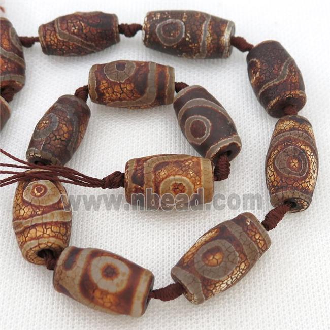 brown Tibetan Agate barrel beads, eye