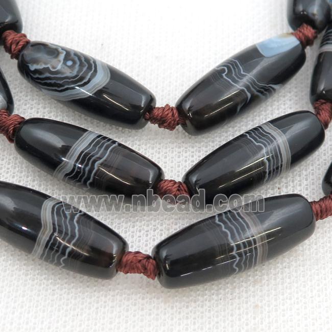 black Striped Agate rice beads