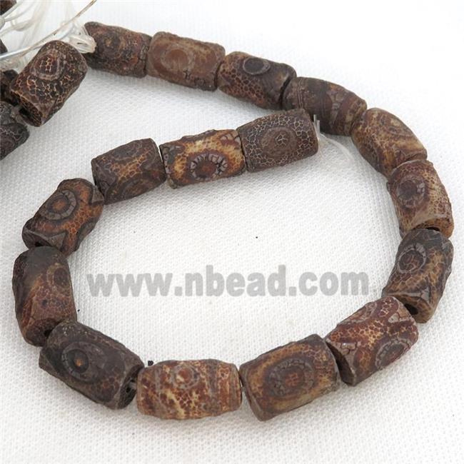 rough Tibetan Agate tube beads, eye