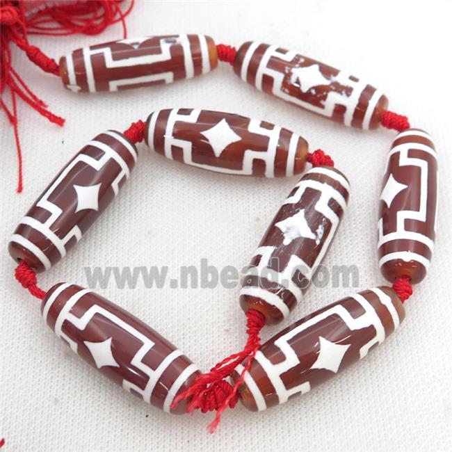 red Tibetan Agate rice beads
