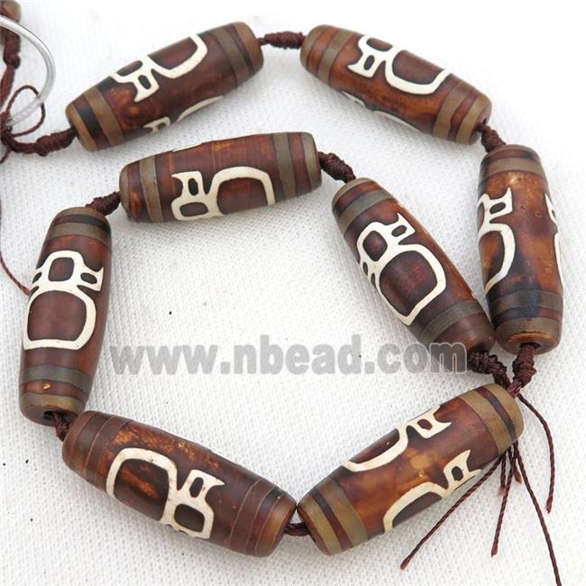matte Tibetan Agate rice beads