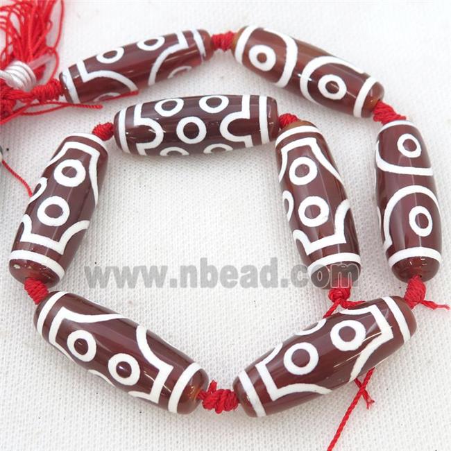 red Tibetan Agate rice beads, eye