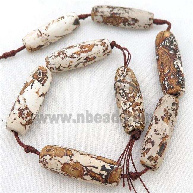 petrified wood agate beads, rice