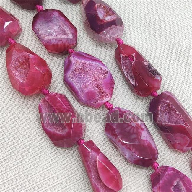 red Agate Geode Druzy Beads, freeform