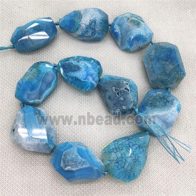 blue Agate Geode Druzy Beads, freeform