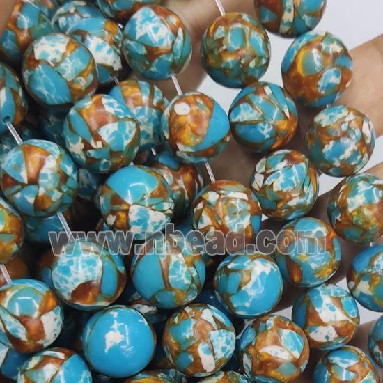 blue Assembled Gemstone Beads, round