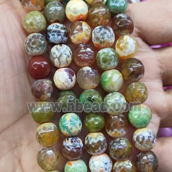 faceted round Fire Agate Beads, green