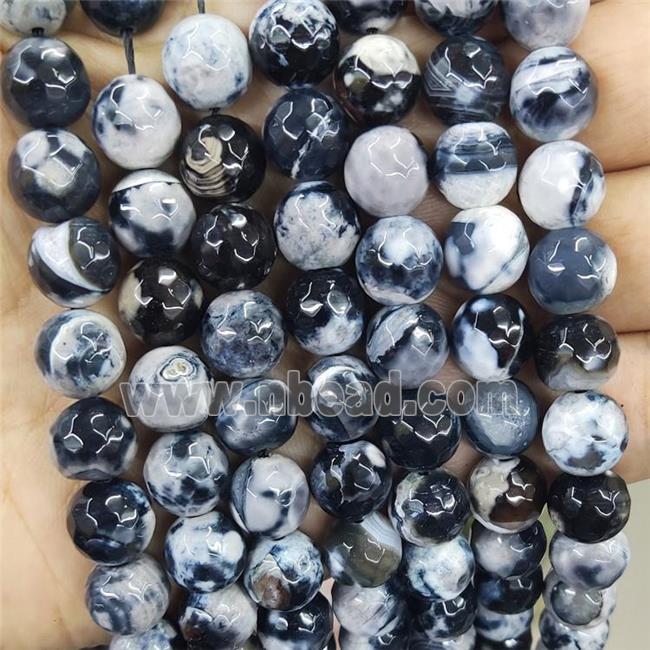 faceted round fire Agate Beads