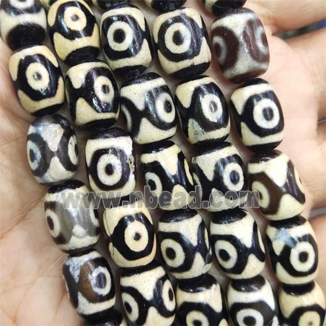 tibetan Dzi Agate barrel beads, eye