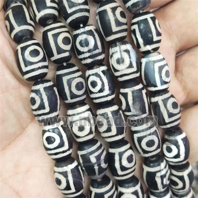 tibetan Dzi Agate barrel beads, matte