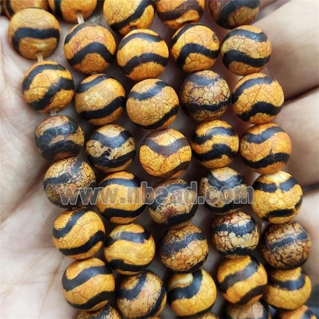 round Tibetan Agate beads, yellow, wave