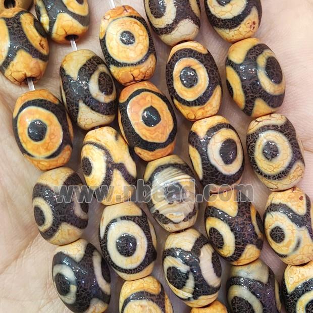 yellow Tibetan Agate barrel Beads Evil Eye