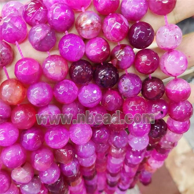 Natural Agate Beads Faceted Round Hotpink Dye B-Grade
