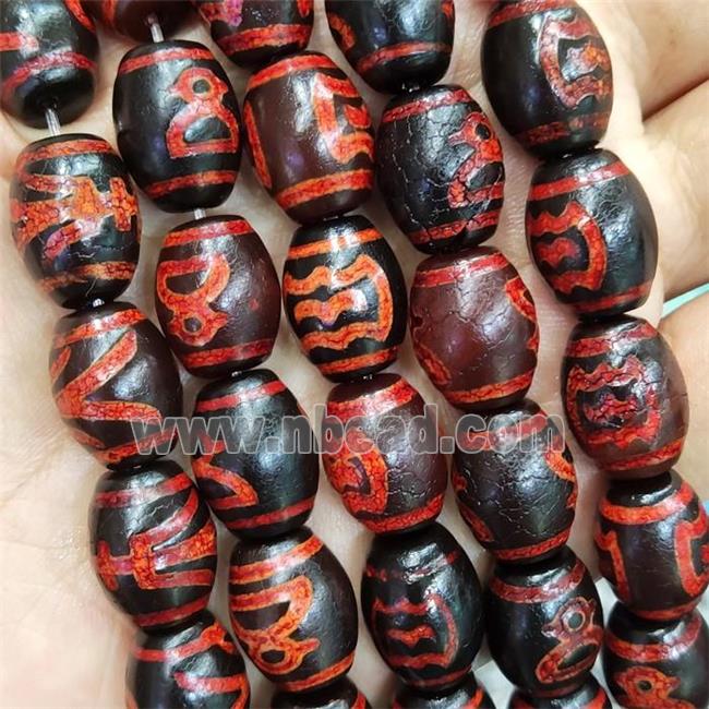 Red Fire Tibetan Agate Barrel Beads