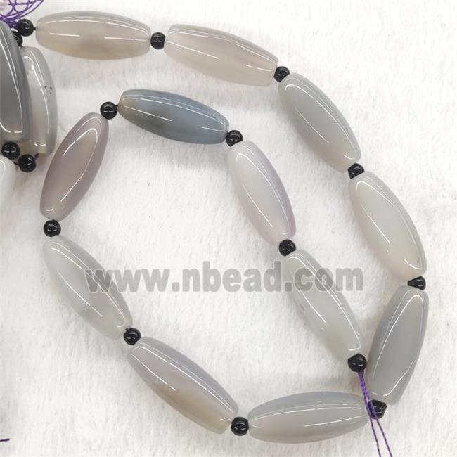 Natural Gray Agate Rice Beads Smooth