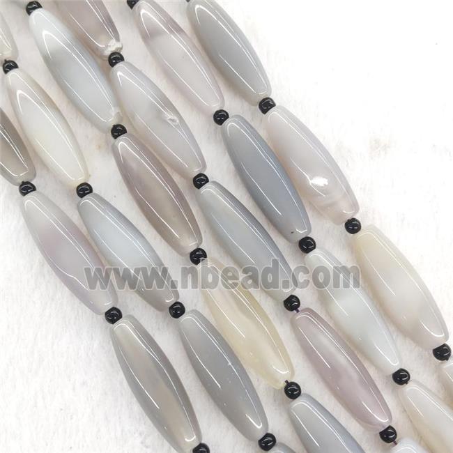 Natural Gray Agate Rice Beads