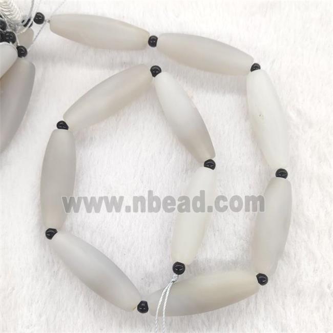 Natural Gray Agate Rice Beads Matte
