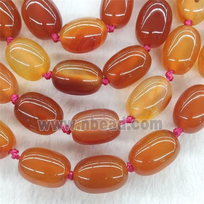 Red Carnelian Agate Barrel Beads