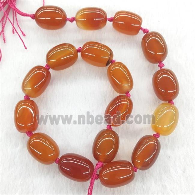 Red Carnelian Agate Barrel Beads