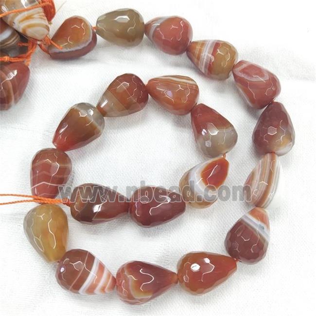 Natural Red Carnelian Teardrop Beads Faceted
