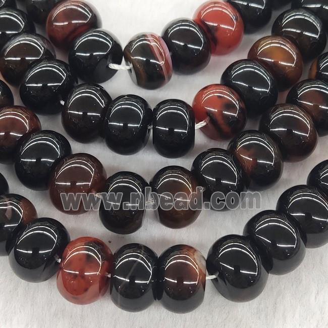 Black Fancy Agate Rondelle Beads Smooth
