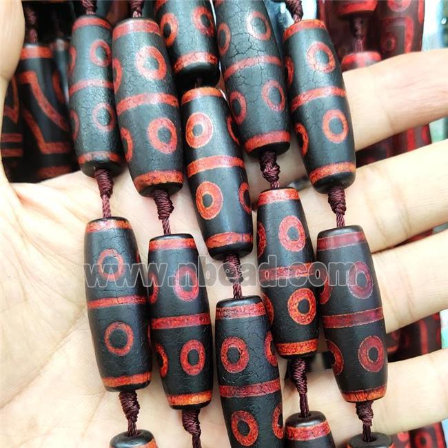 Tibetan Agate Rice Beads Black Red Evil Eye