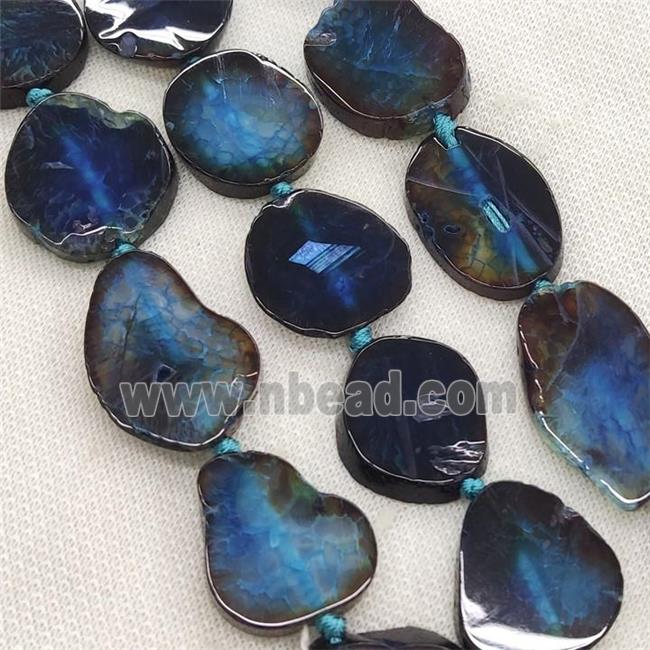 Natural Agate Slice Beads Blue Dye