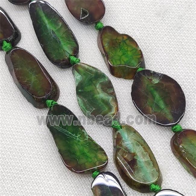 Natural Agate Slice Beads Green Dye