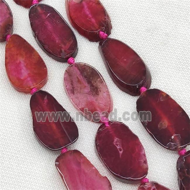 Natural Agate Slice Beads Red Dye
