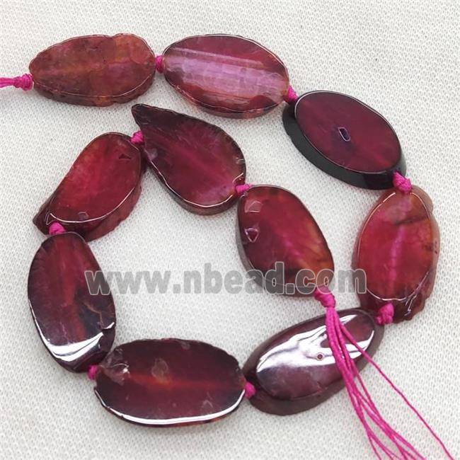 Natural Agate Slice Beads Red Dye
