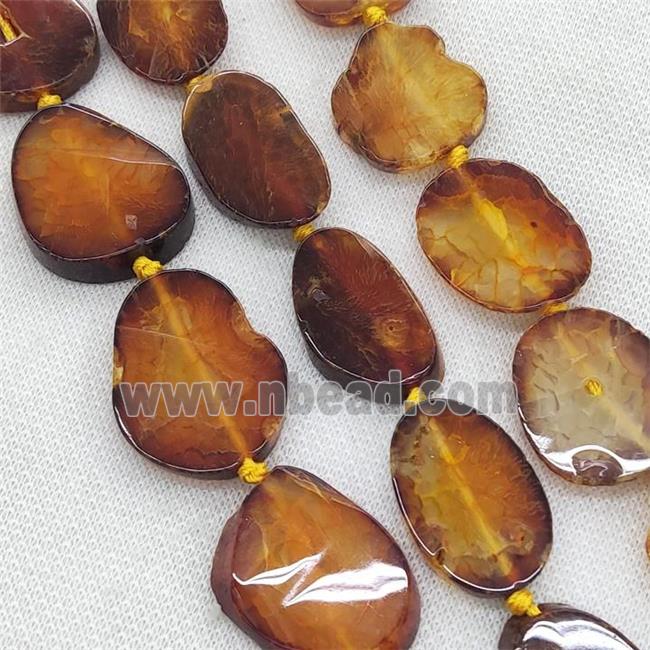 Natural Agate Slice Beads Orange Dye