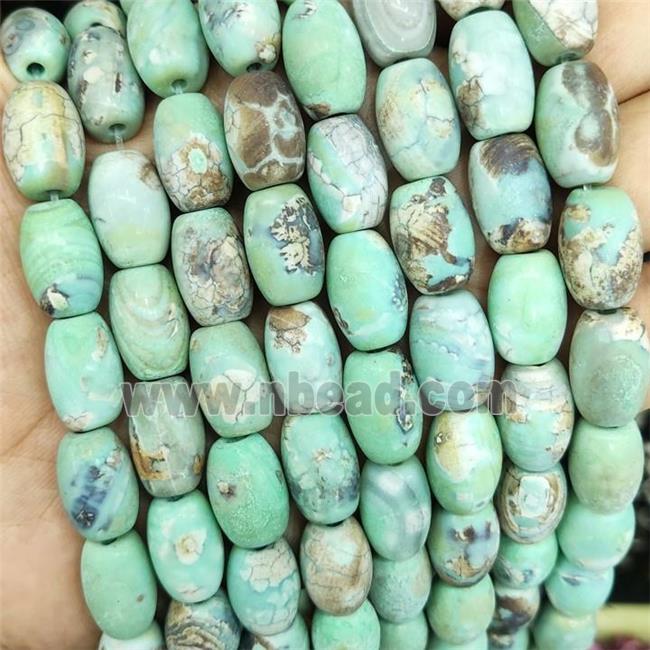Natural Agate Barrel Beads Turq Green Dye