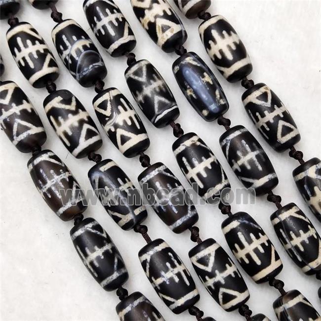 Tibetan DZi Agate Beads Barrel Matte