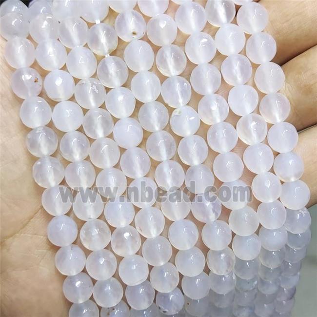 White Agate Beads Faceted Round