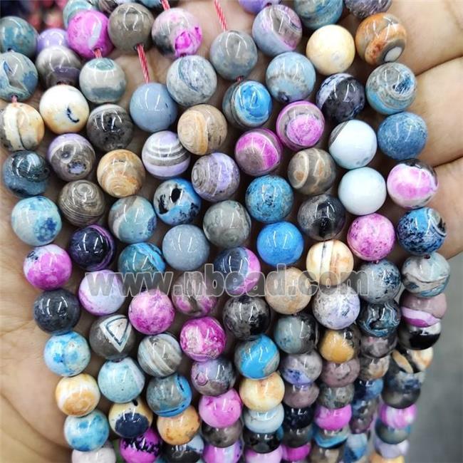 Fire Agate Beads Smooth Round Mixed Color