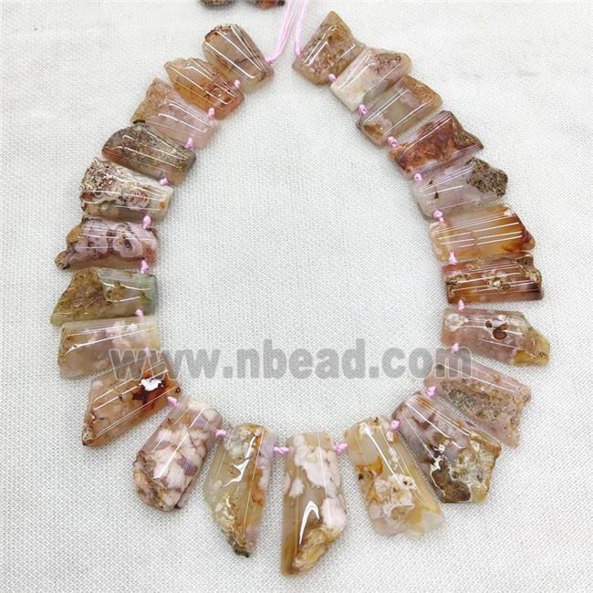 Pink Cherry Sakura Agate Beads Freeform Graduated Topdrilled Natural Color