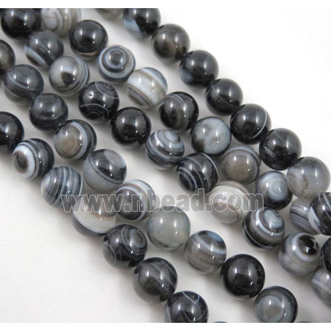 round gray Stripe Agate Stone beads