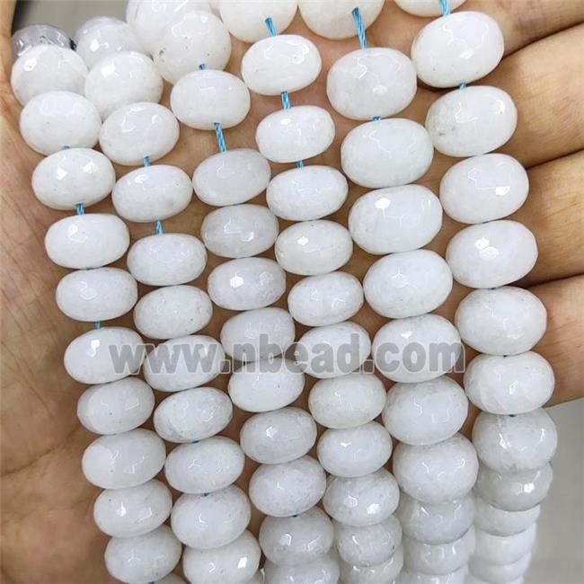 White Crystal Quartz Beads Faceted Rondelle