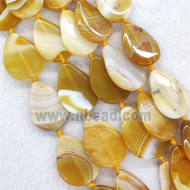 Yellow Stripe Agate Beads Teardrop