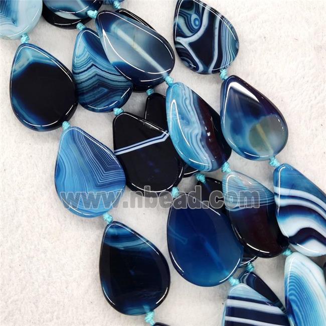 Blue Stripe Agate Beads Teardrop