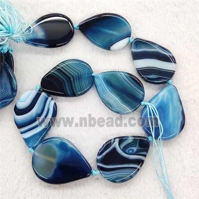 Blue Stripe Agate Beads Teardrop