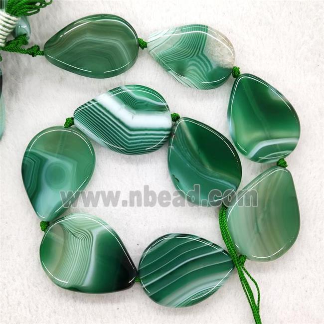 Green Stripe Agate Beads Teardrop