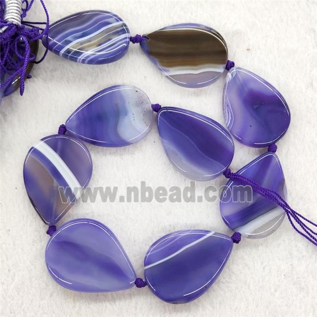 Purple Stripe Agate Beads Teardrop