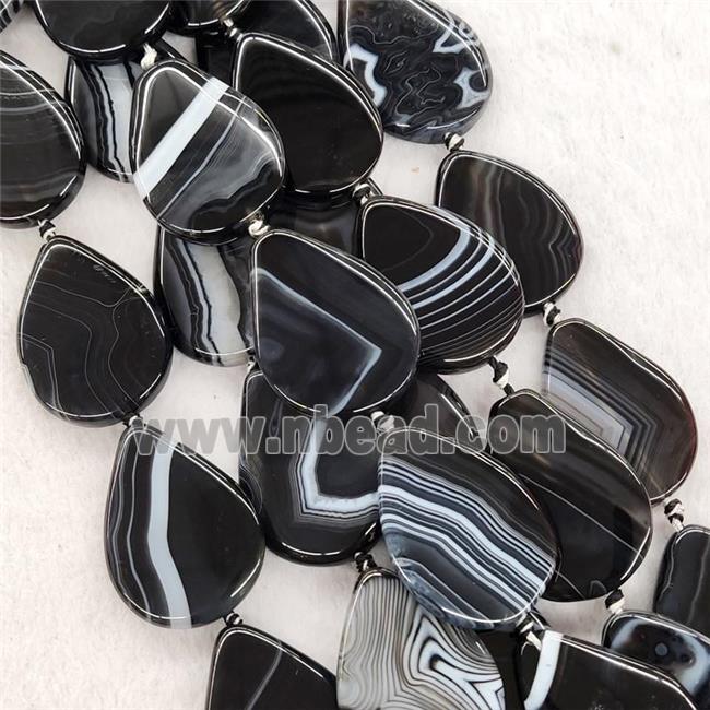 Black Stripe Agate Beads Teardrop