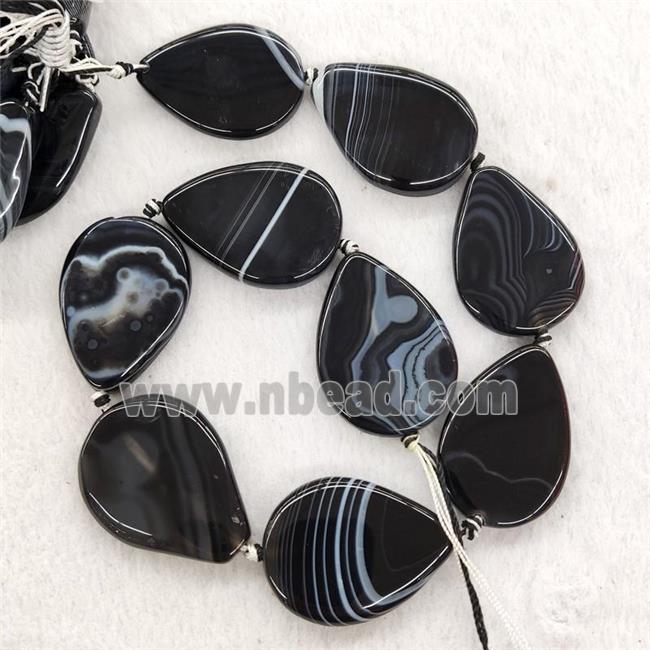 Black Stripe Agate Beads Teardrop