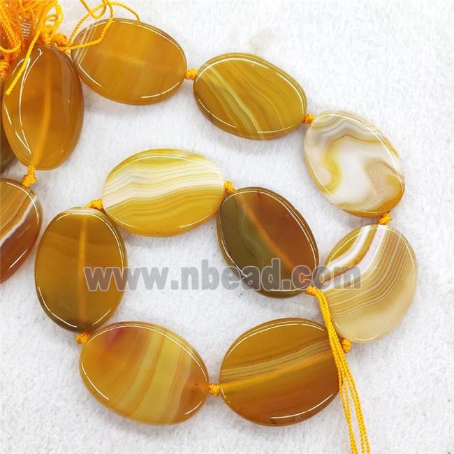 Yellow Stripe Agate Oval Beads